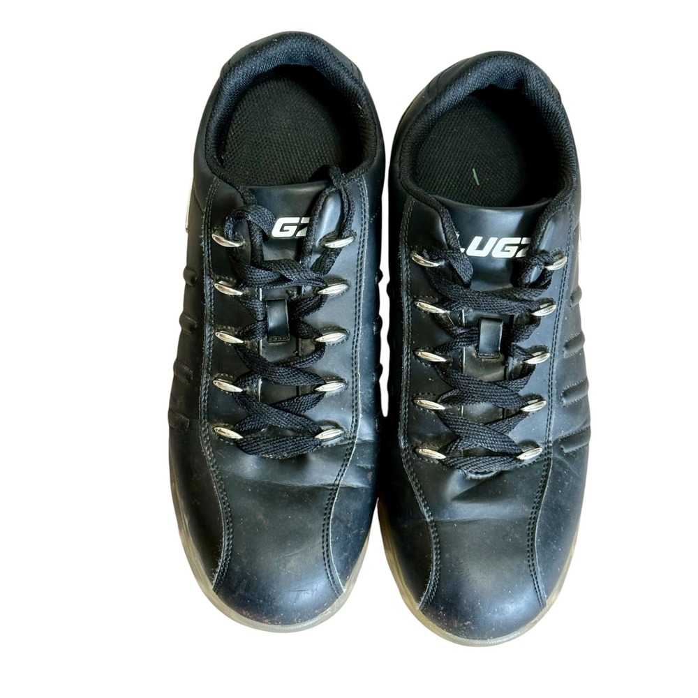 Lugz Mens Black Low Top Sneakers‎ Translucent Lug Sole Silver Hardware Shoes